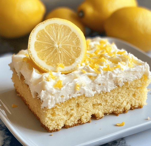 Delicious lemon poke cake recipe with frosting and fresh lemon zest