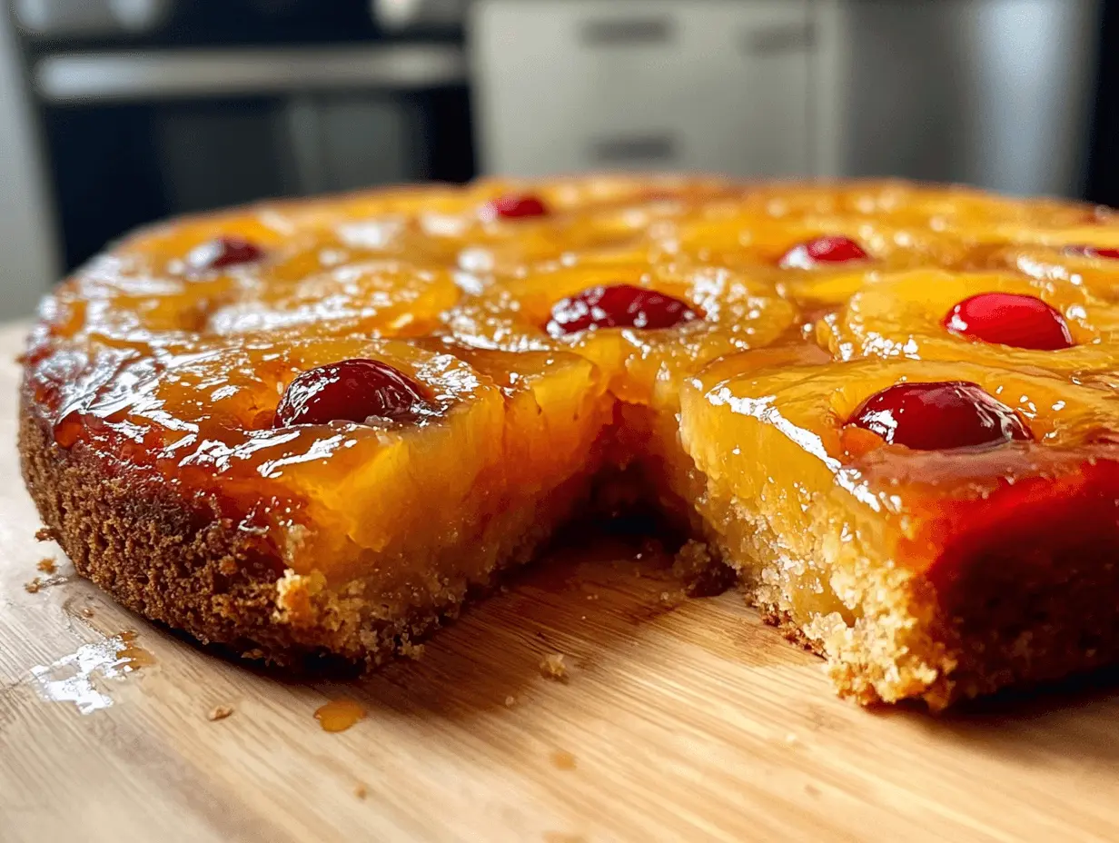 Perfectly Baked Pineapple Upside-Down Cake with Golden Caramelized Topping