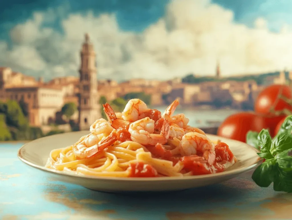 Where did shrimp pasta originate?