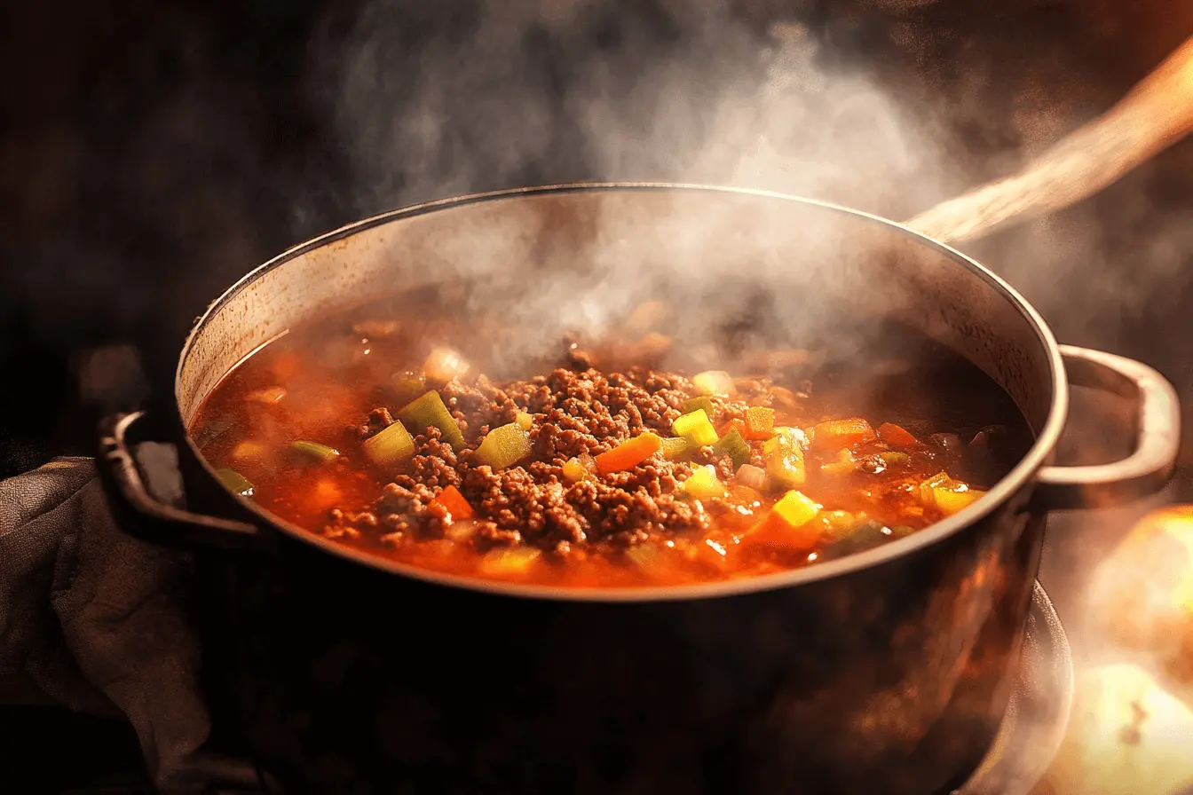 traditional cowboy soup with beans, corn, potatoes, and a rich tomato-based broth