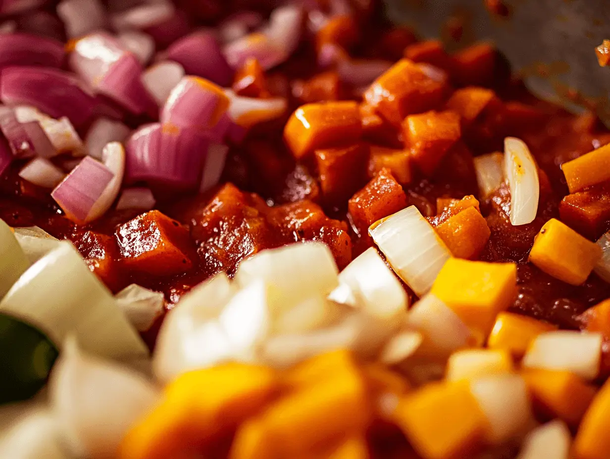  Fresh paprika and other vegetables being prepared for goulash, highlighting key ingredients in Hungarian cooking.